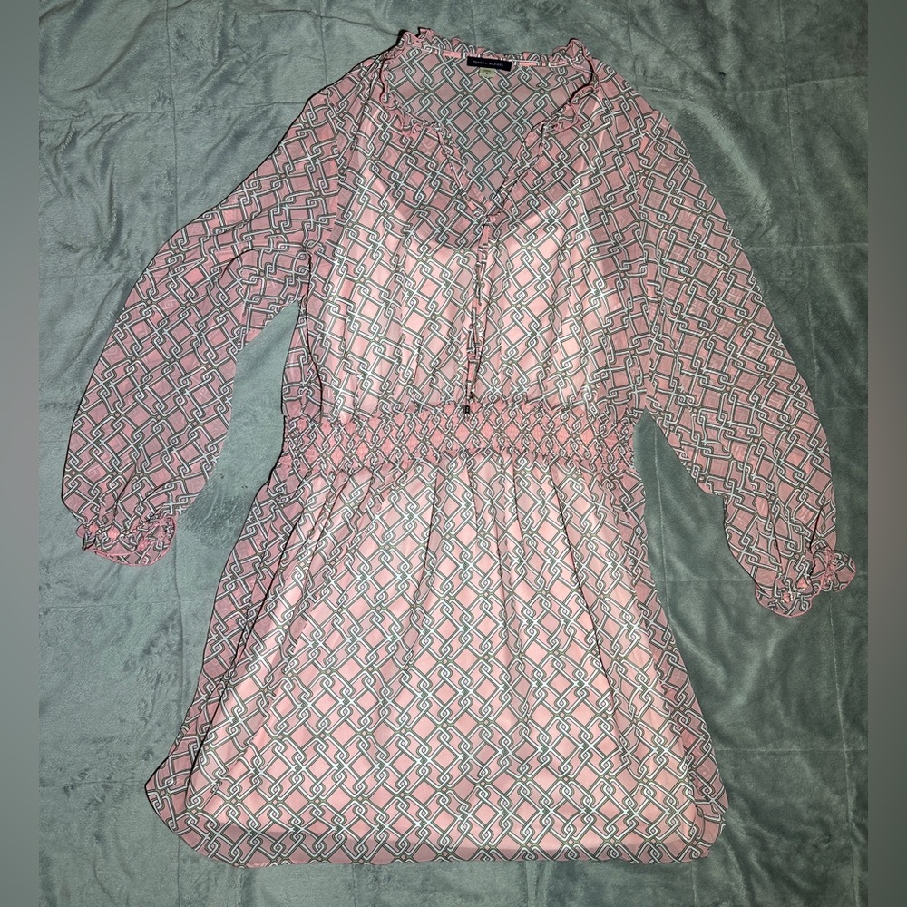 Tommy Hilfiger Pink Geometric Long Sleeve Dress